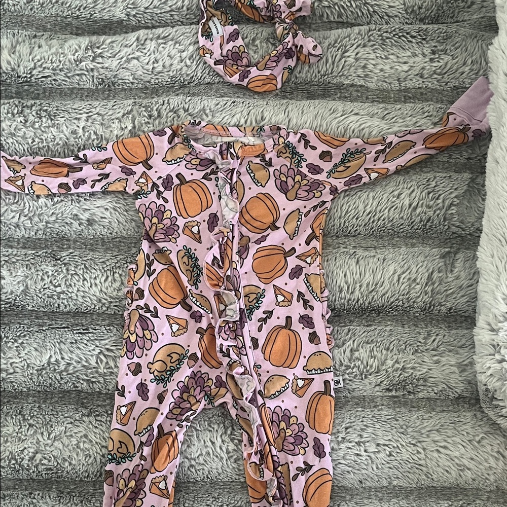 Charming Pumpkin Print Kids Footie